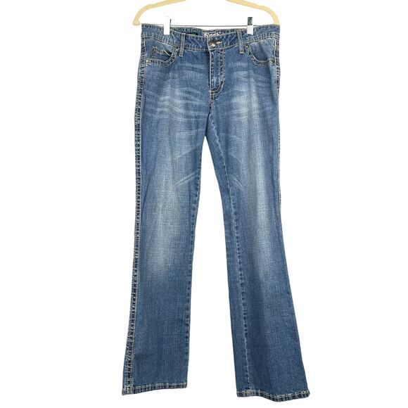 ROCK 47 by Wrangler Women’s Ultra Low Rise Jeans 30x32 Western Cowgirl Grunge - Picture 2 of 9